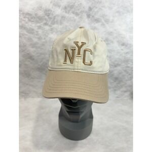 Mighty Fine NYC Baseball Cap Hat Cream Tan Two Tone Adjustable Cotton